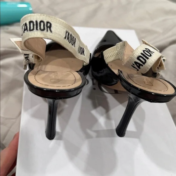 Dior Black Patent Leather Slingback Heels - Picture 3 of 7